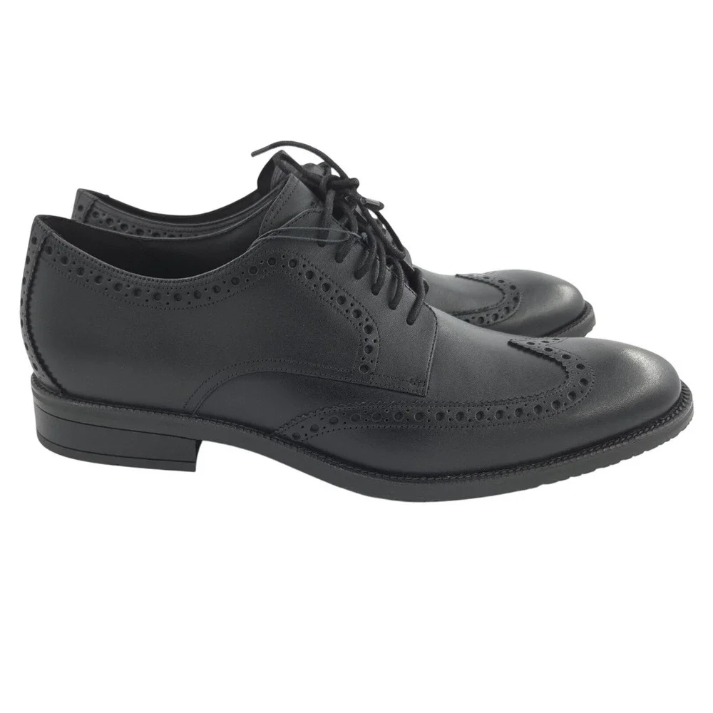 Cole Haan ME Wingtip Oxford Dress Shoes Mens 10.5 Black Leather Waterproof NEW